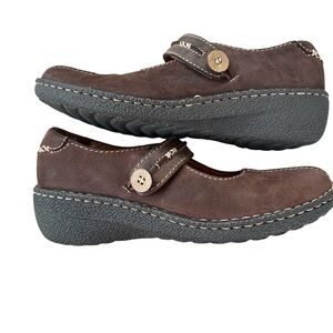 Clarks Artisan Dark Brown Leather Mary Janes Size 10 M